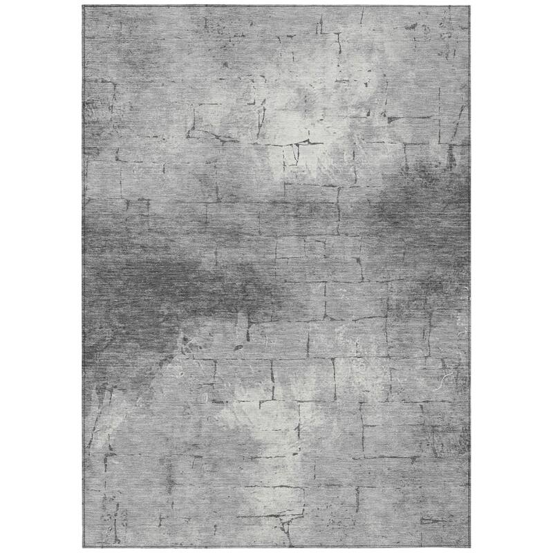Machine Washable Indoor/Outdoor Vintage Bricks Chantille Rug