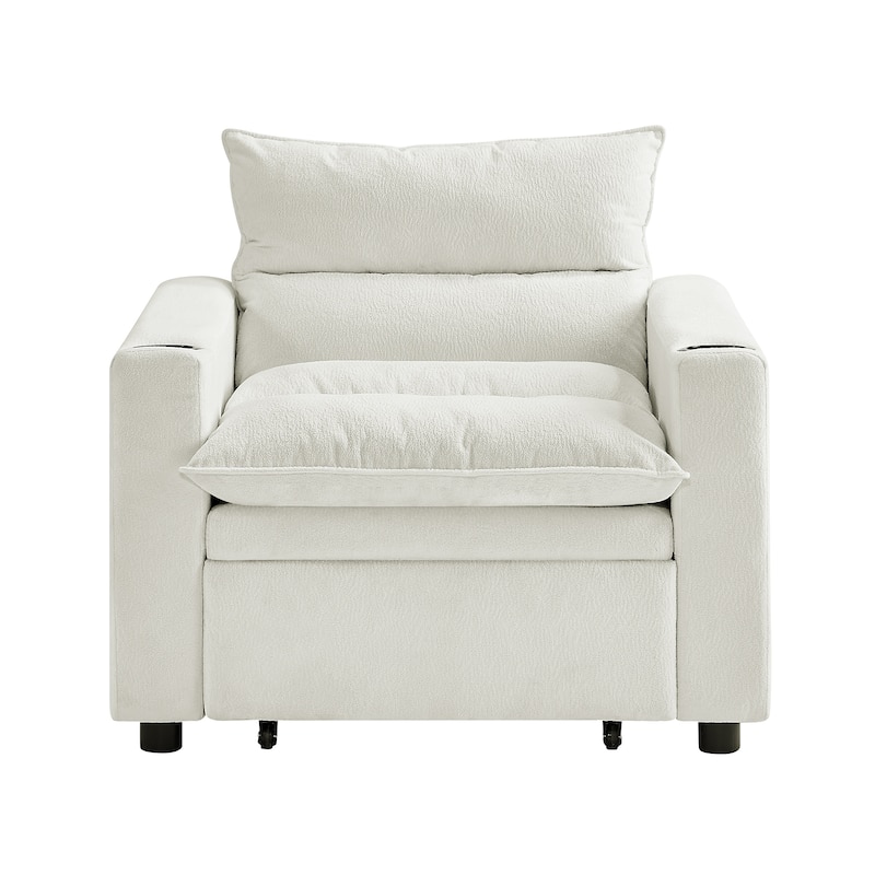 3-in-1 Convertible Sleeper Sofa Chair Bed, Sofa Chair with Adjustable Backrest, Pullout Sofa Bed with Cup Holder