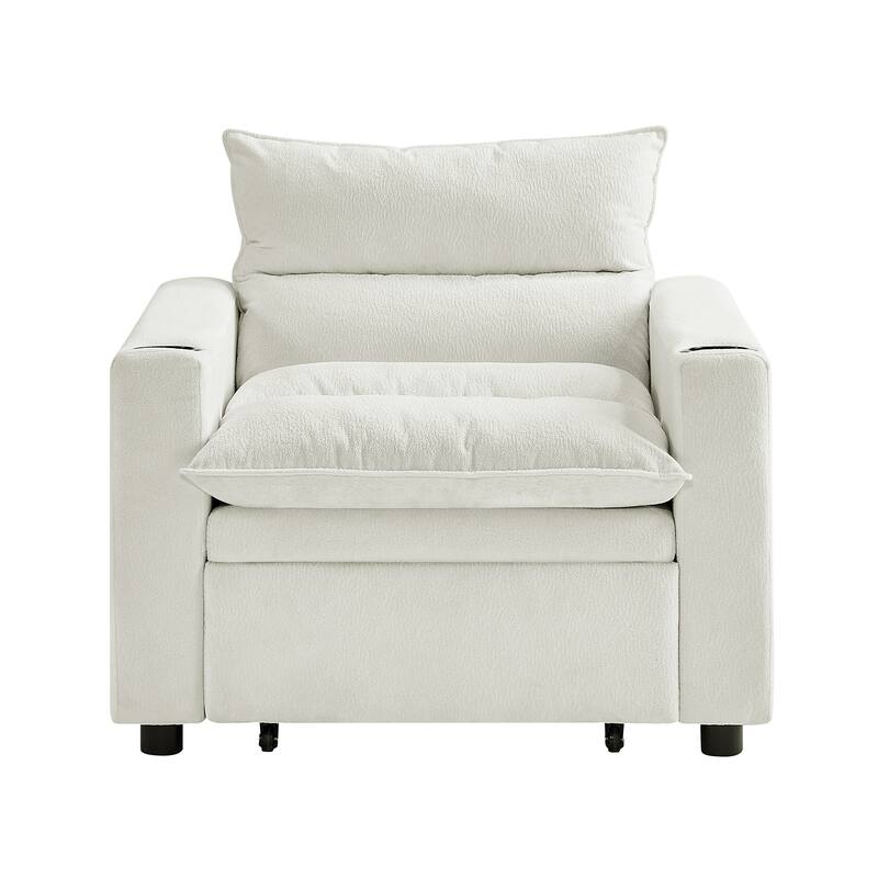 Anmytek 3-in-1 Multifunctional Convertible Sleeper Chair - Adjustable Pullout Sofa Bed with Modern Velvet Fabric