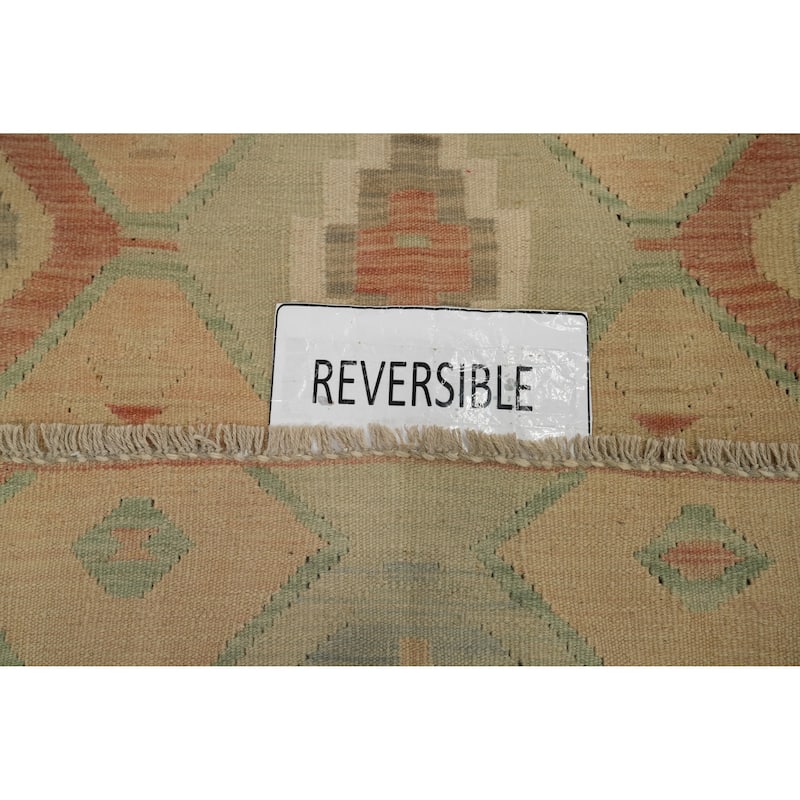 Hand Woven Oriental 100% Wool Carpet Southwestern Tribal Oranges & Rust Kilim Area Rug - 5' 8'' X 3' 11''