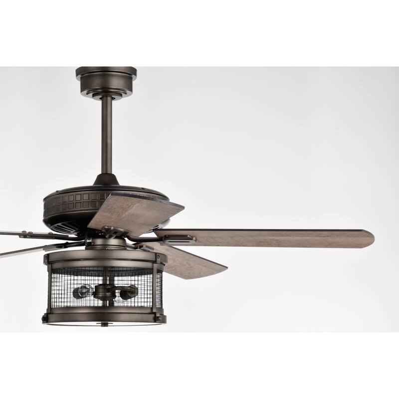Cadence 52 Inch Oil Rubbed Bronze 2 Light, 5 Blades Lighted Ceiling Fan with Remote