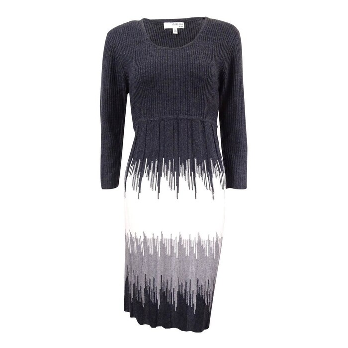 Shop Studio One Women S Petite Ribbed Sweater Dress Heather Grey