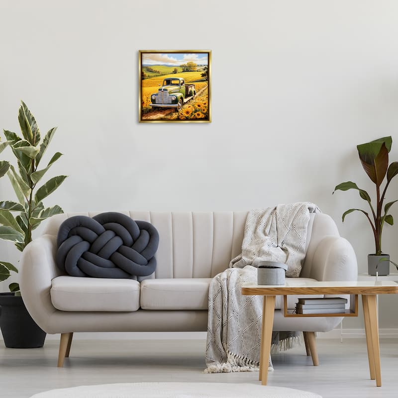 Stupell Truck Through Sunflower Field Framed Floater Canvas Wall Art Design By Heidi Kuntz