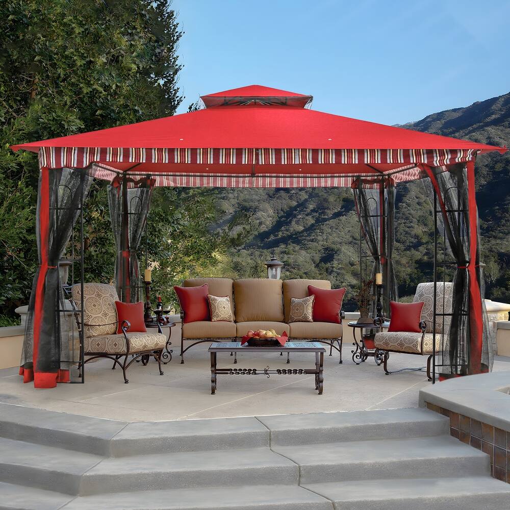 Cozywor 12 ft. x 10 ft. Outdoor Steel Patio Gazebo with Netting