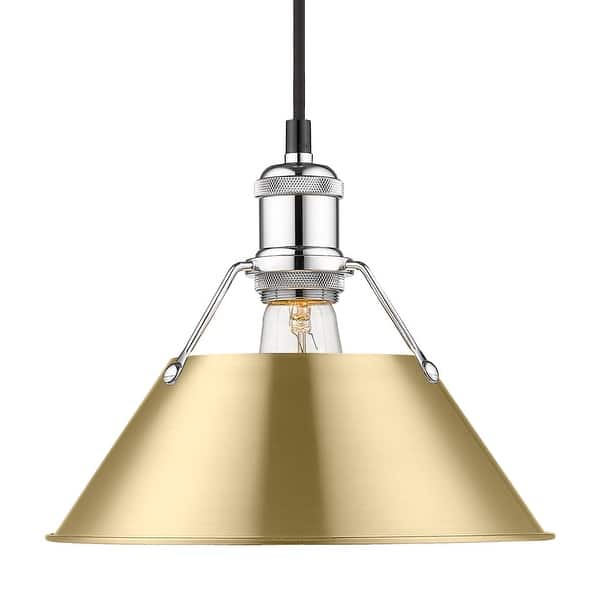 slide 2 of 2, Yep by Golden Lighting Orwell 1-light 10in Pendant in Chrome and Brushed Champagne Brass shade - Silver