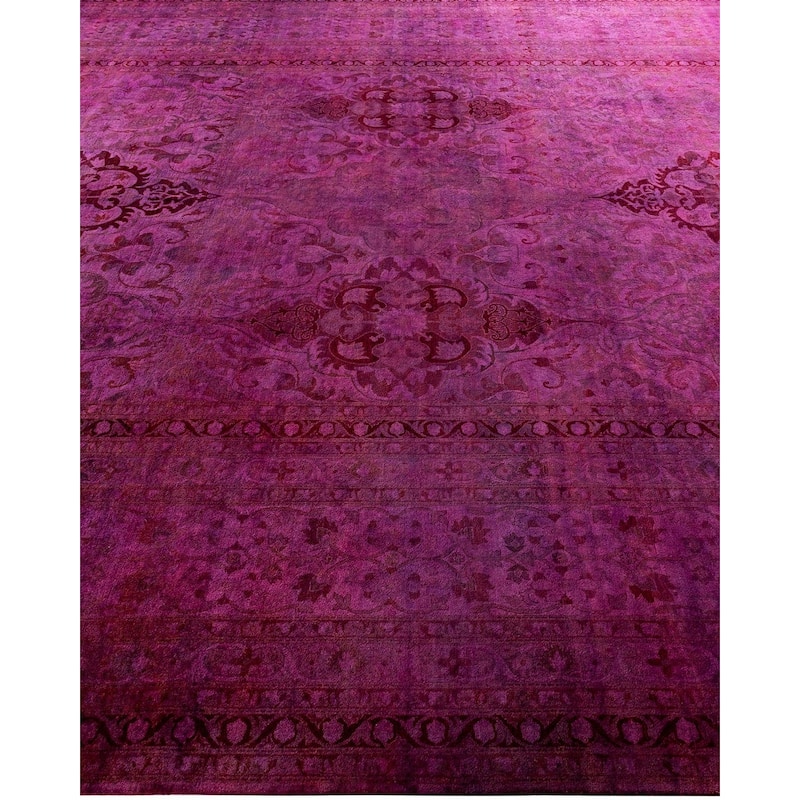 Overdyed, One-of-a-Kind Hand-Knotted Area Rug - Pink - 10' 2" x 13' 8"