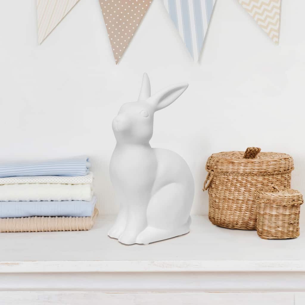 Upright Posed Bunny Rabbit Porcelain Table Lamp - 10.5" - White