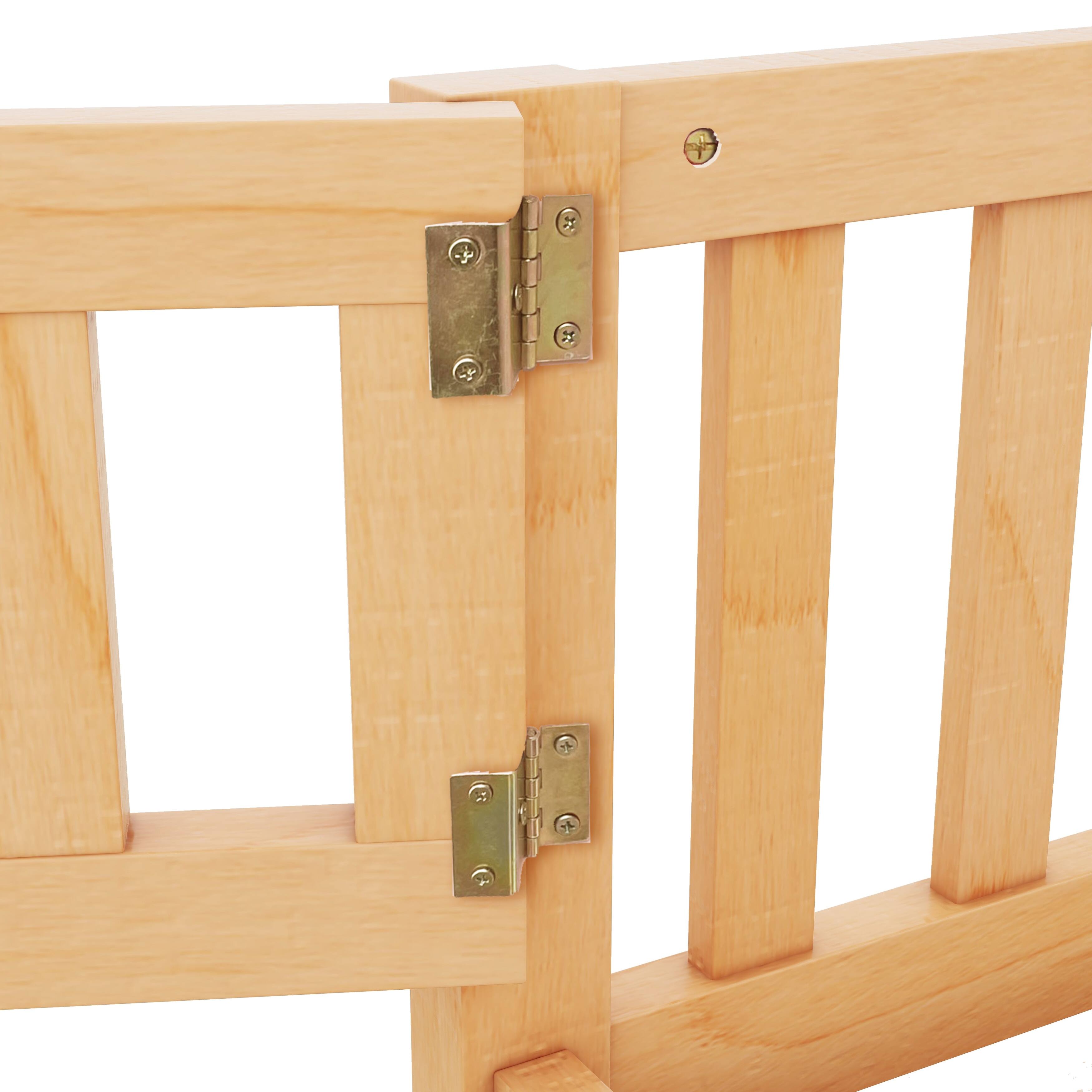 Full Size Minimalist Wooden Toddler Floor Bed w/ Fence & Door, Natural Bed Bath & Beyond