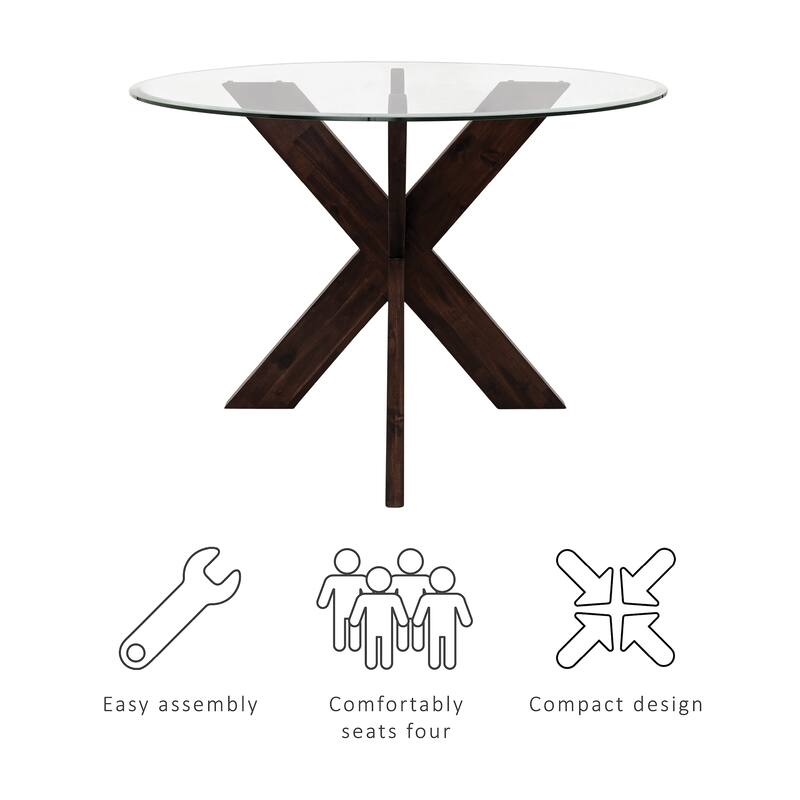 Linon Allard X-base Round Glass Dining Table (Table Only)