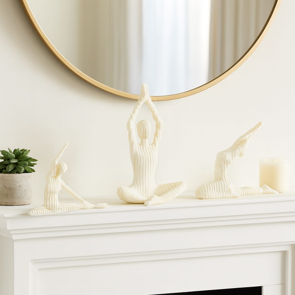 Sagebrook Home 9/10/16" Ketsora Yoga White Resin Statuary, Decorative Accessory Accents, Set of 3 - 11" x 7" x 16"