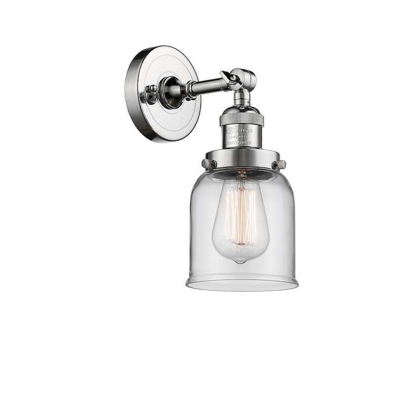 Innovations Lighting Small Bell Single Light 10" Tall Bathroom Sconce - Polished Chrome / Clear