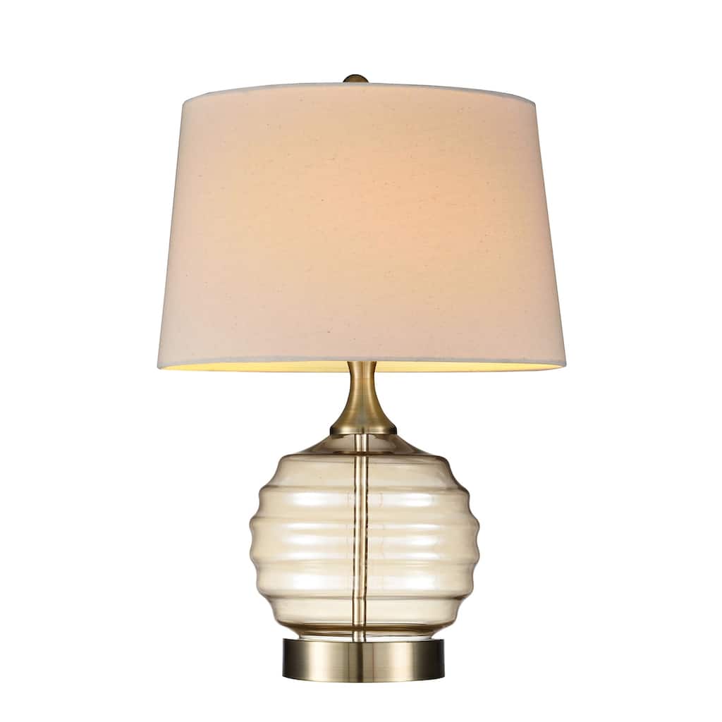 Table Lamp for Living Room Bedroom - Antique Style Glass Lamp with Linen Shade