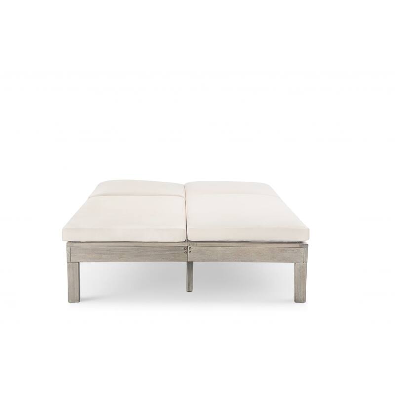 5-position adjustable backrest double recliner, outdoor lounger with cushion and foldable side tray, accommodates two people.