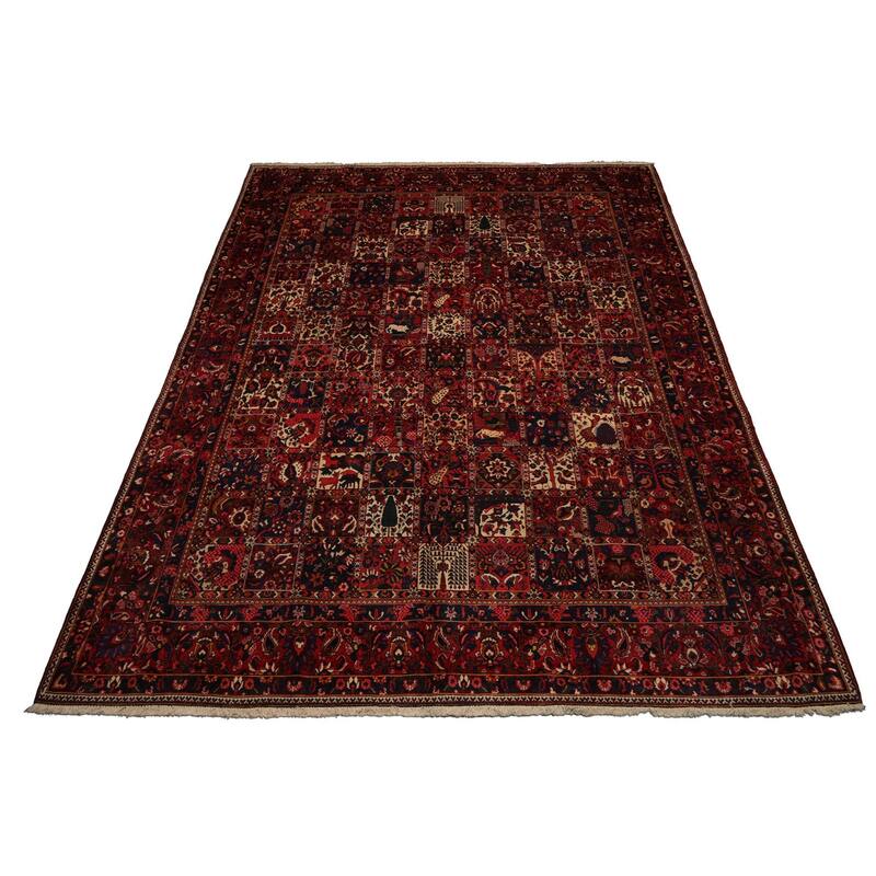 10'8''x13'8'' Hand Knotted Wool Red Bakhtiari Traditional Rug - 10' 8'' x 13' 8''