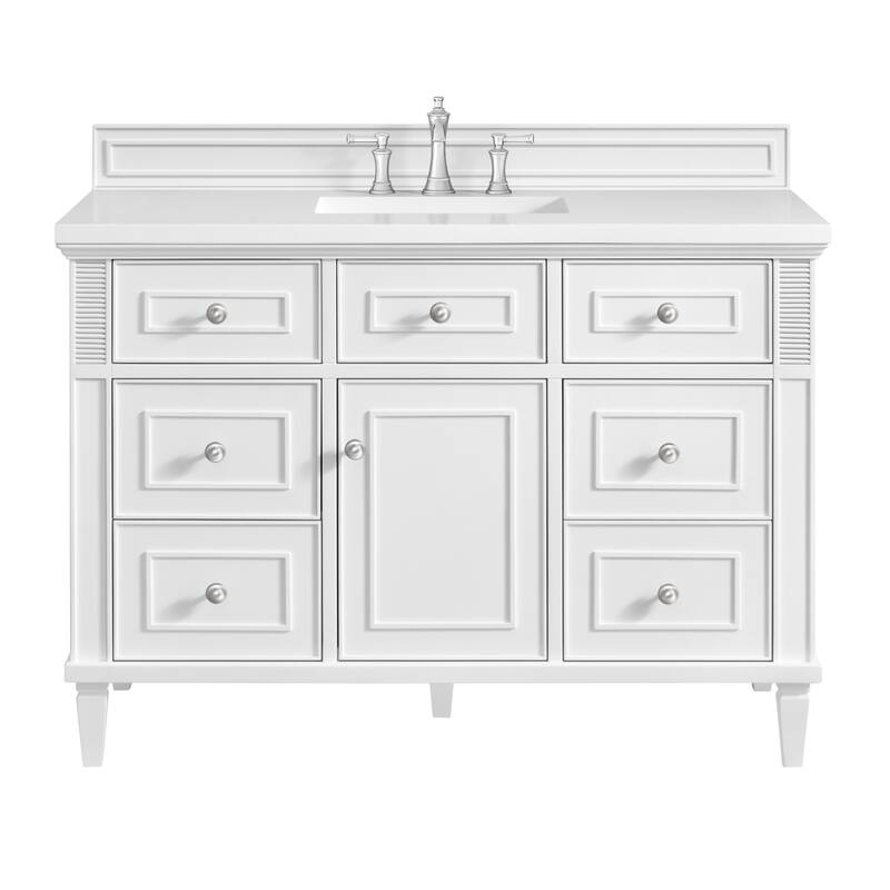 James Martin Vanities 424-V48-3WZ Lorelai 48" Single Basin Wood Vanity - Bright White - Painted