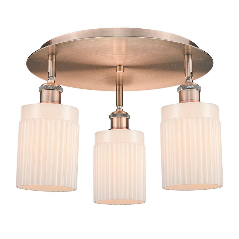 Innovations Lighting Hadley - 3 Light 16" Flush Mount - Antique Copper/Matte White