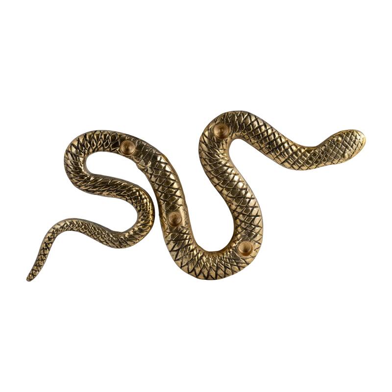 Sagebrook Home Metal, 22" Snake 4Taper Candle Holder, Gold, Novelty, 1"H, Solid Color - 22" x 11" x 1" - 22" x 11" x 1"