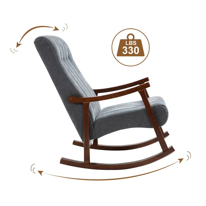 AVAWING Upholstered Rocking Chair Modern High Back Armchair Set of 2