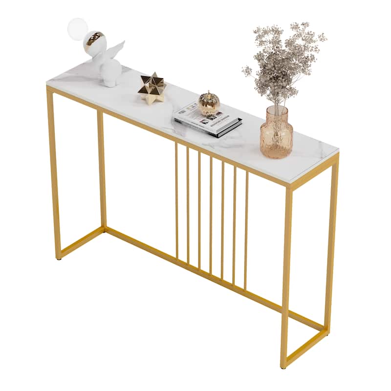 47" Long Narrow Console Tables Sintered Stone for Entryway Sofa Table - L 47" x W 12" x H 31"
