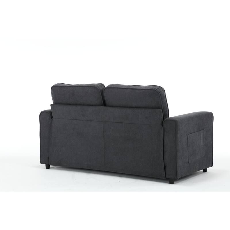 Velvet Sofa Bed with Storage Bags for Living Room or Guest Room, Space-Saving