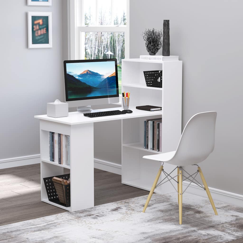 360 Rotating Desk L Shaped Corner Desk with Shelves Writing Table Workstation Home Office Desk Ergonomic Desks Executive Desks