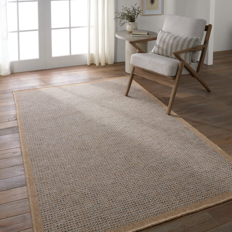 Kidal Indoor/Outdoor Solid Area Rug - 2'X3' - Brown/Blue