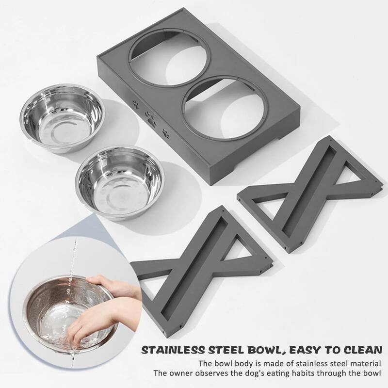 Dog Feeding Station with Stainless Steel Bowls Elevated