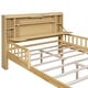 preview thumbnail 7 of 12, Full Size Car Bed with Bear Headboard, USB, LED, and Hidden Storage, Natural