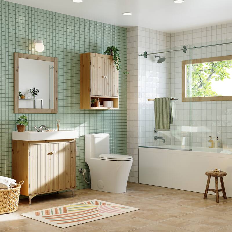 HOROW 1 Piece Compact Elongated ADA Height Dual Flush Toilet White 0.8 1.26 GPF 1000g Flush Seat Included