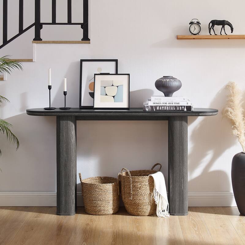 63" Modern sofa, Entryway Table, Sofa Table with Fluted Bases