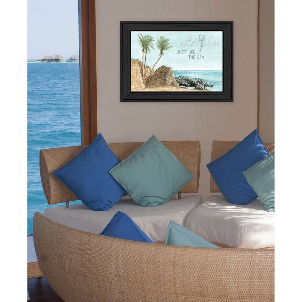 TrendyDecor4U Contemporary "WILD & FREE JUST like the SEA" Framed Print Wall Art