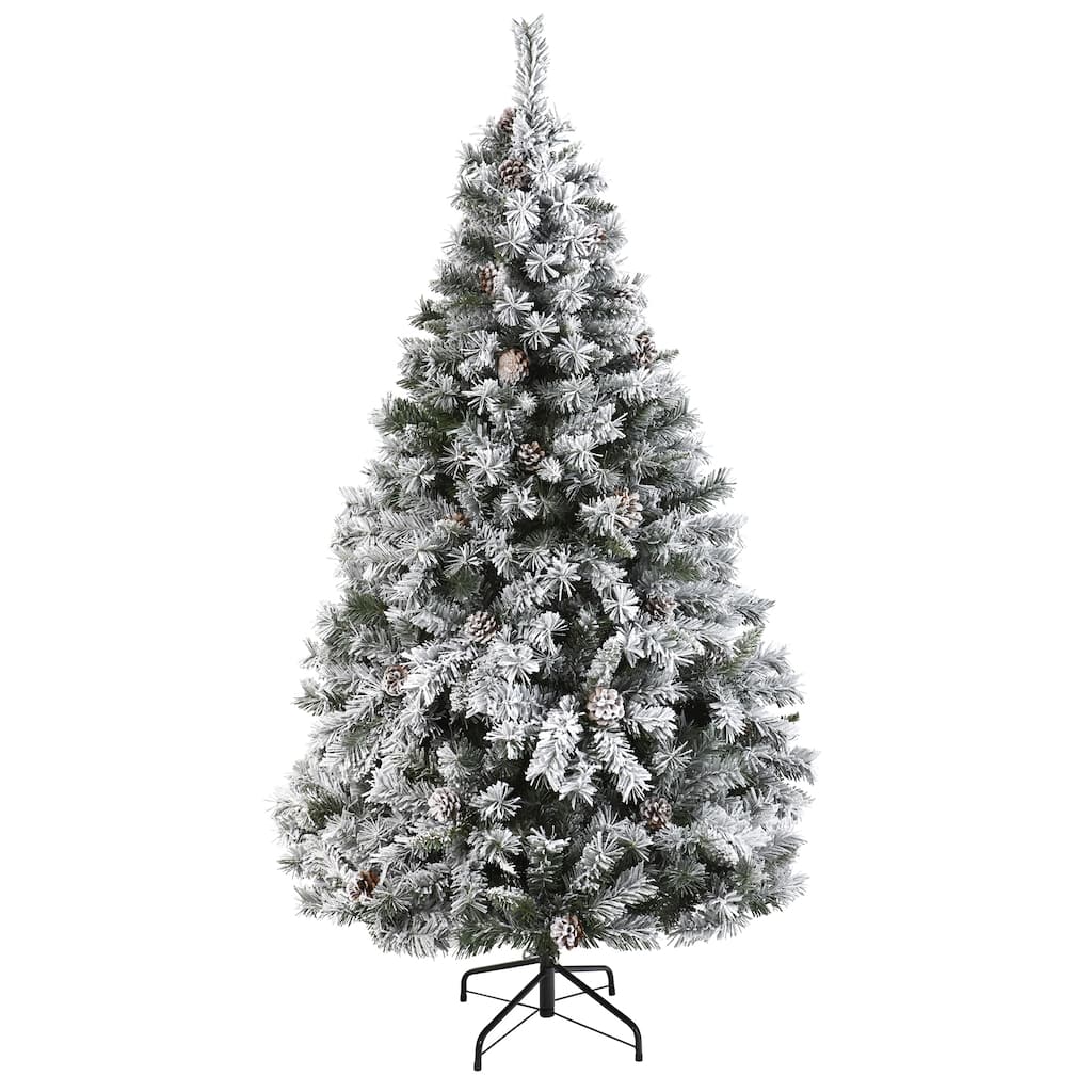 6' Flocked with White Pinecones Artificial Christmas Tree, Unlit - 6 Foot