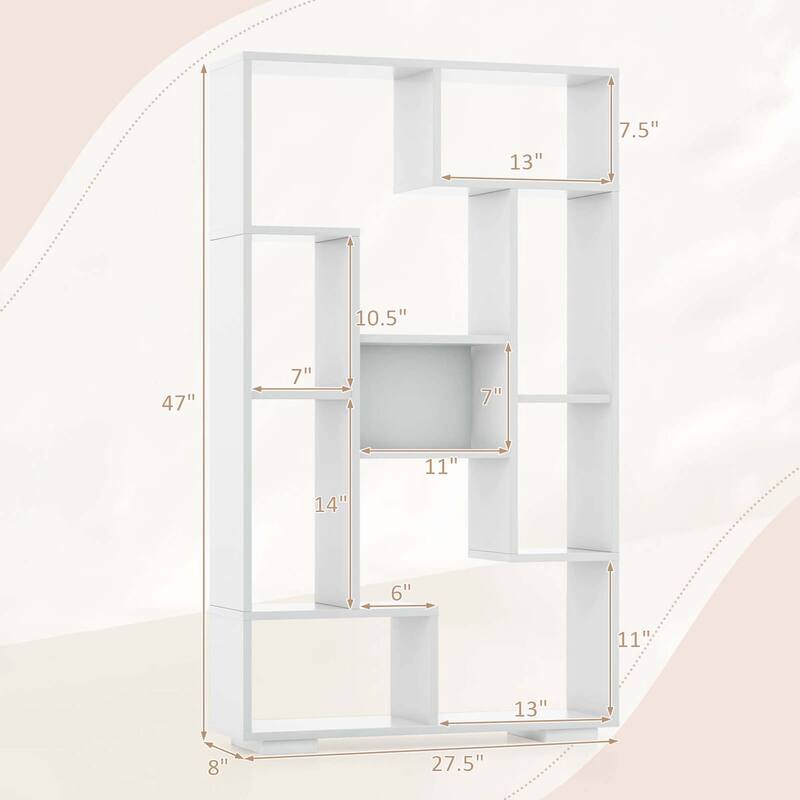 Costway 2 PCS 47" Tall Bookshelf Modern Geometric Bookcase with Open - See Details