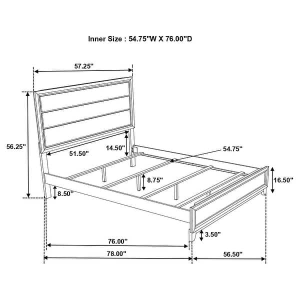 dimension image slide 26 of 47, Watson Transitional Panel Grey Oak Bedroom Set