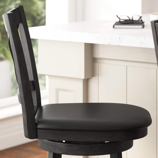 Classic Ladderback Wooden Swivel Bar Stool