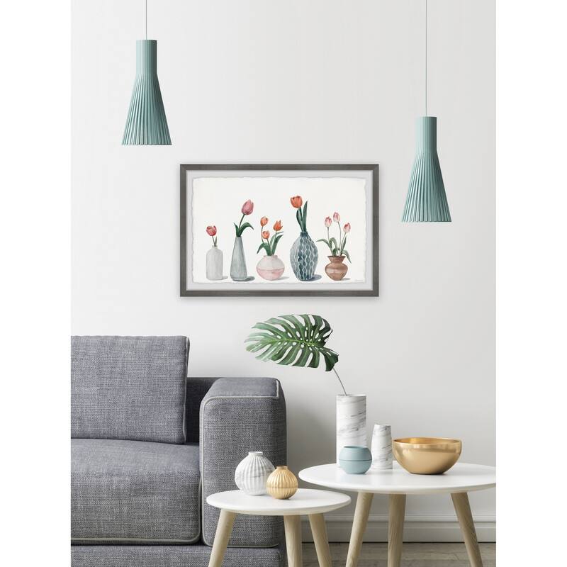 'Bottled Tulips' Framed Painting Print Bed Bath & Beyond 36082146