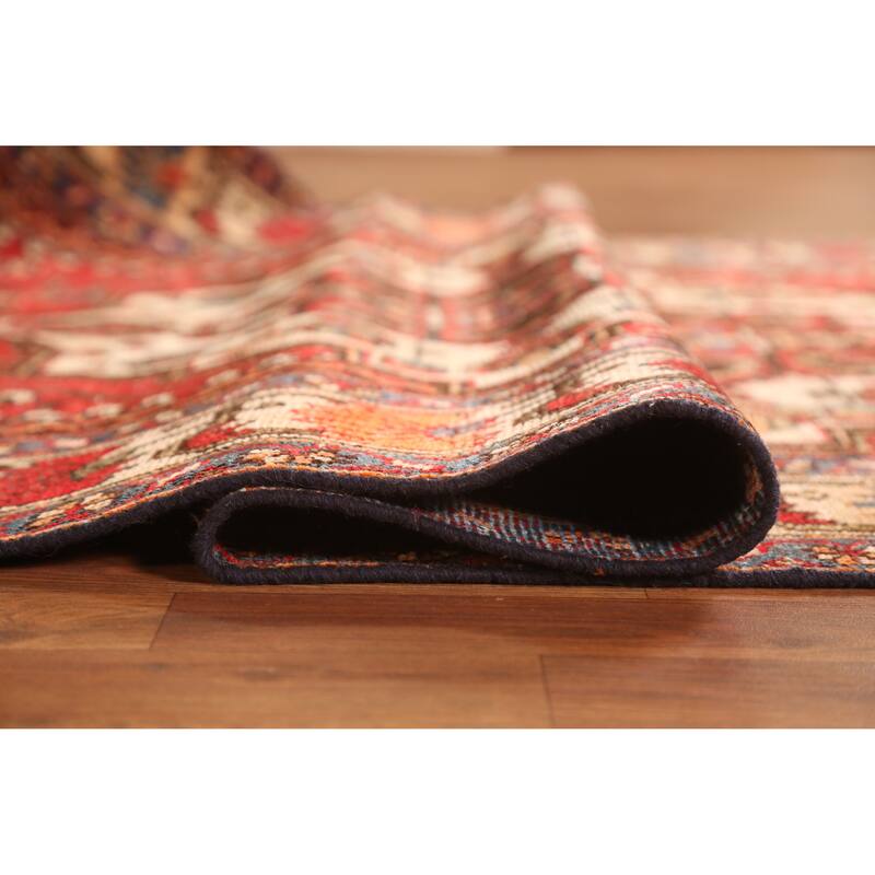 Hand Knotted Oriental 100% Wool Carpet Traditional Geometric Red Bakhtiari Area Rug - 9' 6'' X 5' 0''