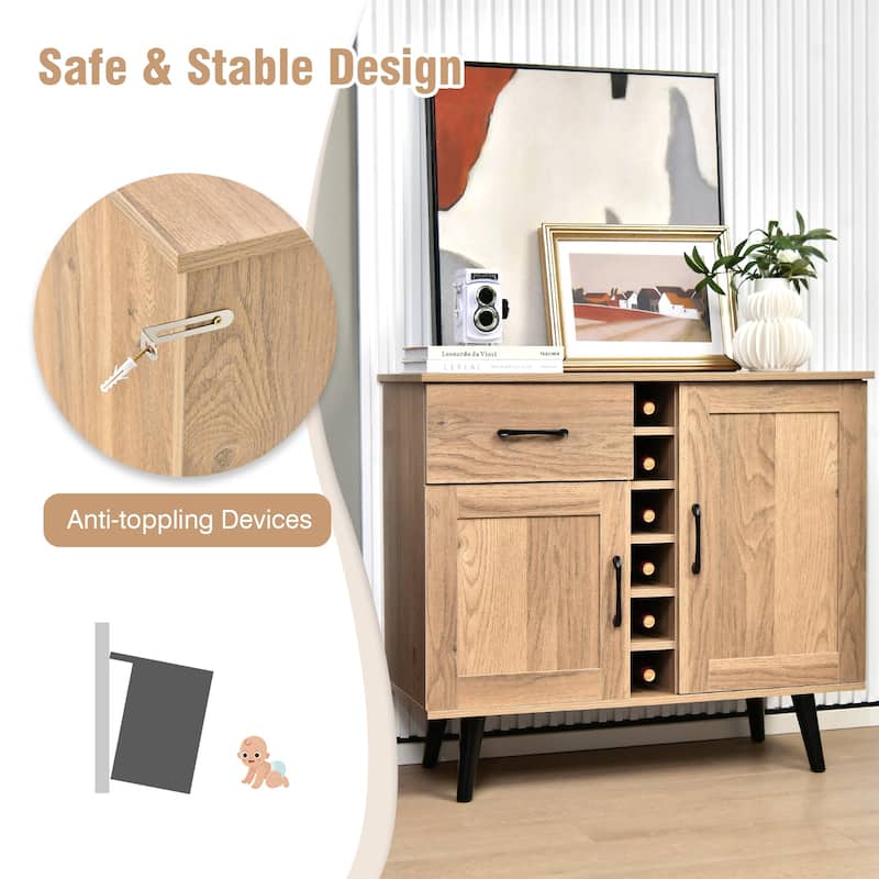 Costway 2-Door Wine Bar Cabinet Kitchen Sideboard Buffet with Drawer & - See Details
