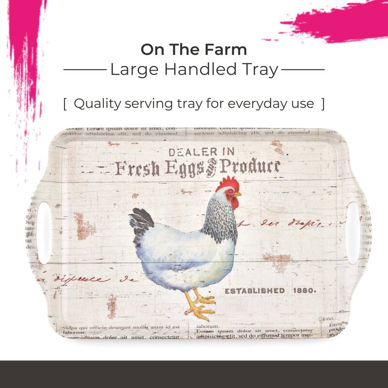 Pimpernel On The Farm Large Melamine Handled Tray - 17.75" x 13"