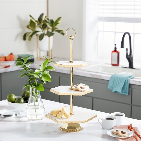 Gold Stoneware Glam Tiered Server 22 x 12 x 11 - 12 x 11 x 22. Opens flyout.