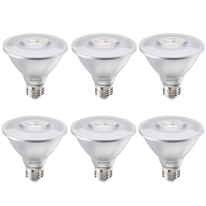 Bulbrite Pack of (6) 10 Watt Dimmable Flood Medium (E26) LED Bulb - Flood PAR30SN - 800 Lumens, 3000K, and 80 CRI