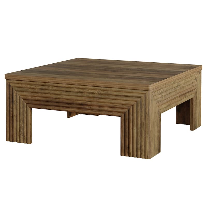 Square Coffee Table, 39.4 Inch Rustic Living Room Center Table