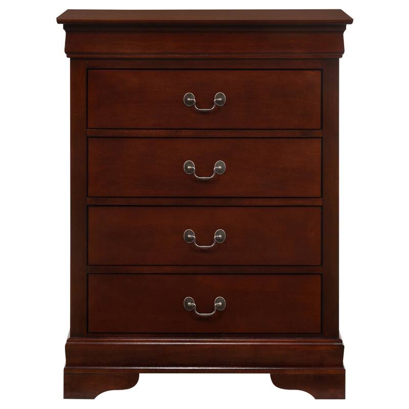 Passion Furniture Louis Phillipe Cherry 4 Drawer Chest of Drawers - 31"L x 16"W x 41"H