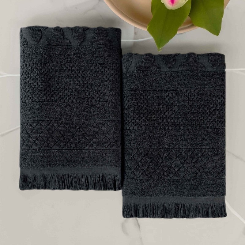 Superior Rolla Cotton Geometric Jacquard Plush Soft Bath Sheet Set of 2