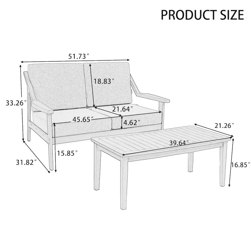 Outdoor Patio Wood Bistro Set/Loveseat Set