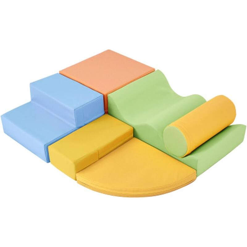 Foam Climbing Blocks for Toddler,6Pcs Climb and Crawl Soft Foam Blocks - Yellow