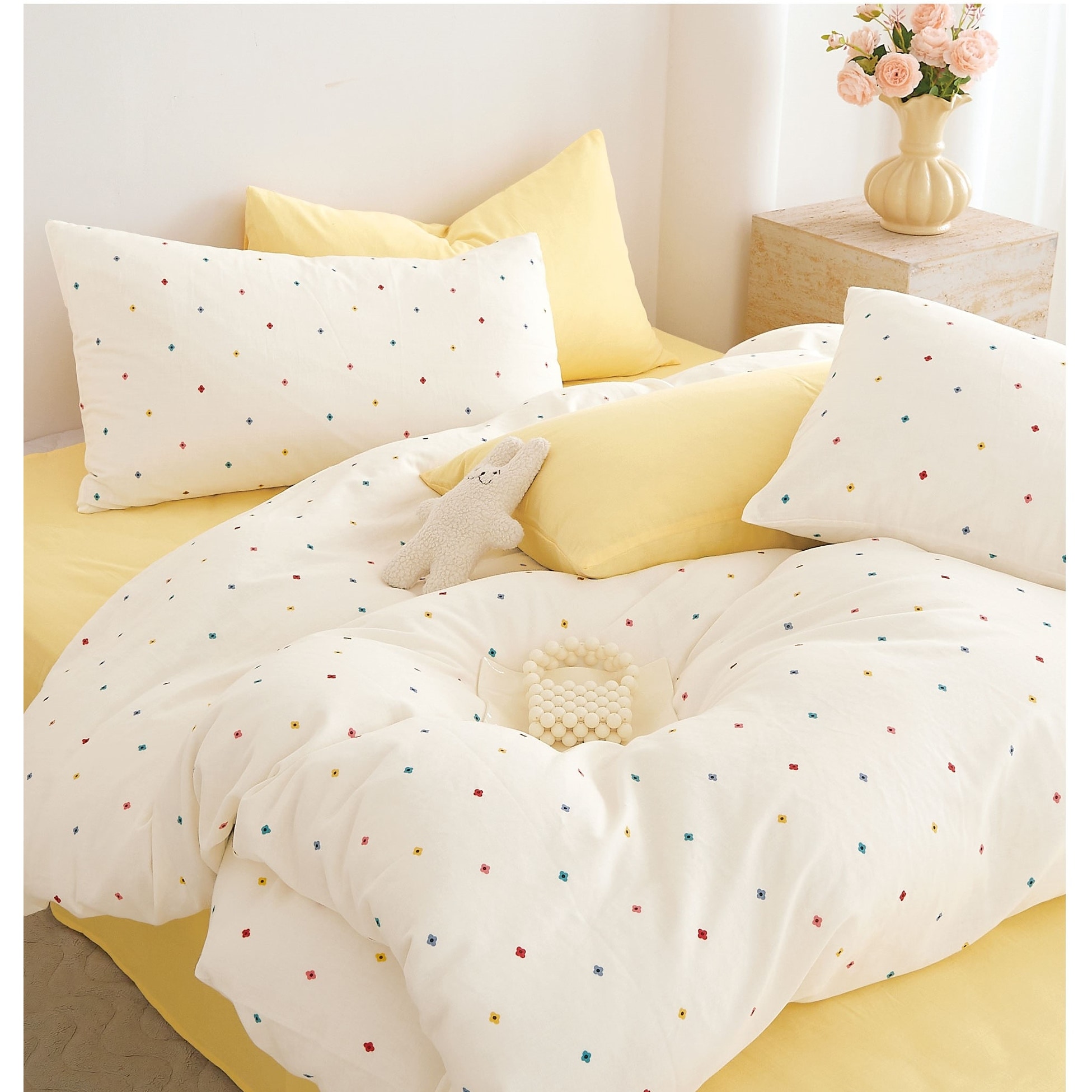 Twinkle Spots White 100% Double Layer Cotton Comforter Set