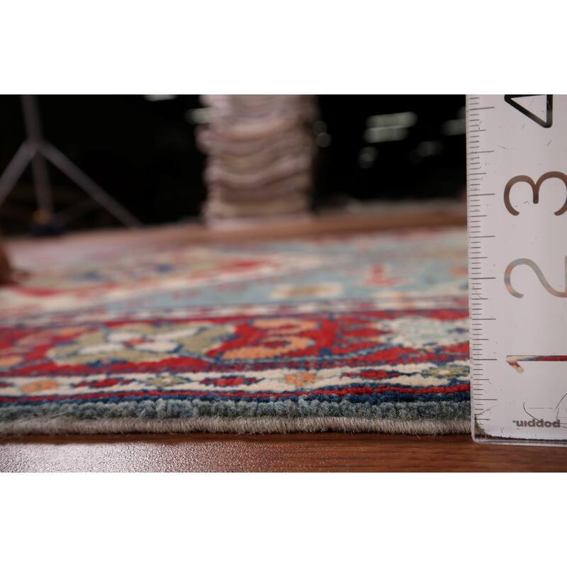 Light Blue Kazak Foyer Rug Hand-Knotted Wool Carpet - 3'3" x 4'11"