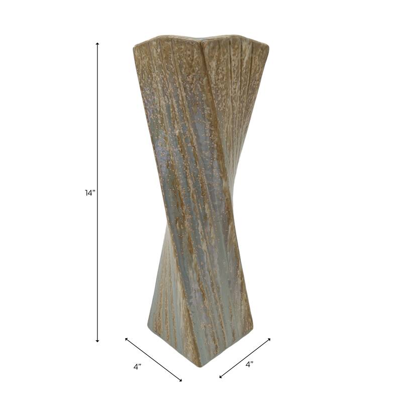 Stoneware Decorative Vase with Drip Glaze Finish Modern Home Decor