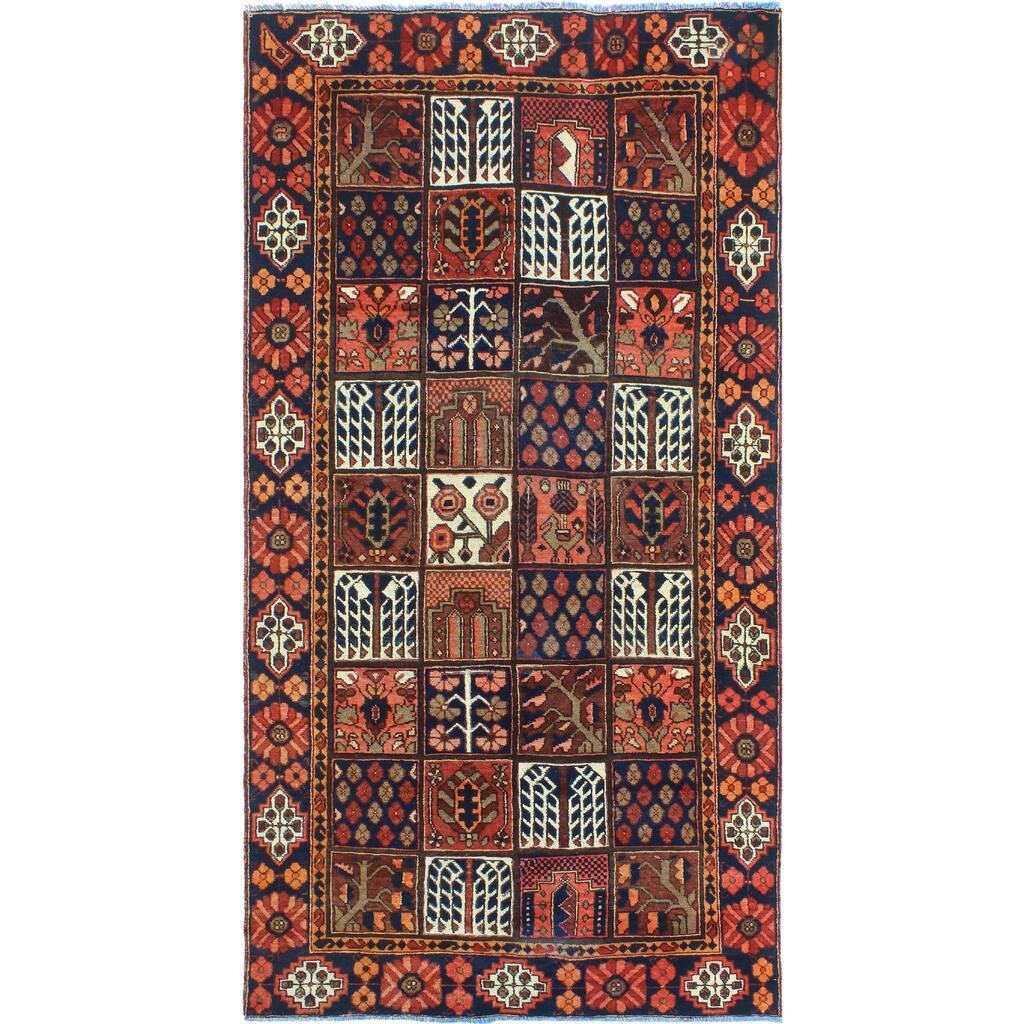 Fine Vintage Distressed Kannon Rust/Navy Runner - 4'11" x 9'9"